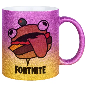 Fortnite Durr Burger, Κούπα Χρυσή/Ροζ Glitter, κεραμική, 330ml