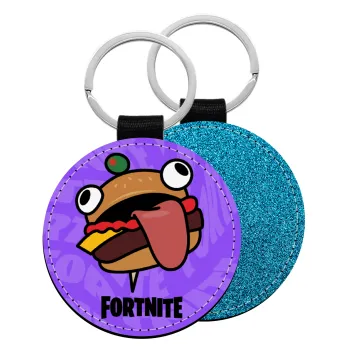 Fortnite Durr Burger, Μπρελόκ Δερματίνη, στρογγυλό ΜΠΛΕ (5cm)