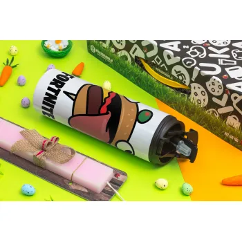 Fortnite Durr Burger, Easter candle,Travel Tumbler 2 Lids, with metal straw & cleaning brush & aromatic flat candle (30cm) (PINK)