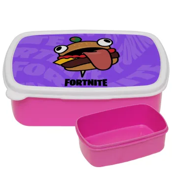 Fortnite Durr Burger, ΡΟΖ παιδικό δοχείο φαγητού (lunchbox) πλαστικό (BPA-FREE) Lunch Βox M18 x Π13 x Υ6cm