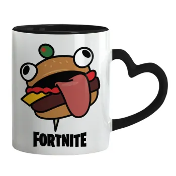 Fortnite Durr Burger, Κούπα καρδιά χερούλι μαύρη, κεραμική, 330ml
