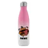 Metal mug thermos Pink/White (Stainless steel), double wall, 500ml