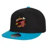 Child's Flat Snapback Hat, Black/Blue (100% COTTON, CHILD, UNISEX, ONE SIZE)