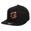 Children's Flat Snapback Hat, Black (100% COTTON, CHILD, UNISEX, ONE SIZE)