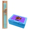 Easter Set, children's snack container BLUE & Easter aromatic flat candle (30cm) (TURQUOISE)