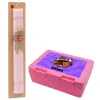 Easter Set, children's snack container PINK & scented flat Easter candle (30cm) (PINK)
