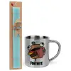 Easter Set, metallic thermal cup (300ml) & aromatic flat Easter candle (30cm) (TURQUOISE)