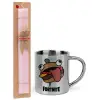 Easter Set, metallic thermal cup (300ml) & aromatic flat Easter candle (30cm) (PINK)