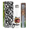Easter candle, metallic white thermos bottle (500ml) & aromatic flat candle (30cm) (GRAY)
