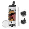 Travel Tumbler θερμό με διπλό καπάκι, μεταλλικό καλαμάκι και βούρτσα καθαρισμού (Ανωξείδωτο 304 Food grade, BPA free, 600ml)