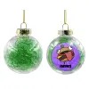 Transparent Christmas tree ball ornament with green filling 8cm