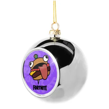 Fortnite Durr Burger, Silver 8cm Christmas tree ball ornament