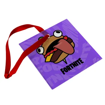 Fortnite Durr Burger, Christmas ornament, glass square ornament 9x9cm