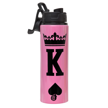 King, Metallic water bottle with safety lid, 850ml aluminum