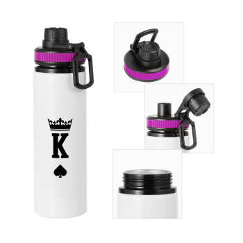 King, Metallic water bottle with safety lid, 850ml aluminum