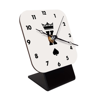 King, Quartz Wooden table clock with hands (10cm)