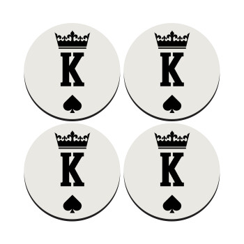 King, SET of 4 round wooden coasters (9cm)