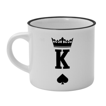 King, Κούπα κεραμική vintage Λευκή/Μαύρη 230ml
