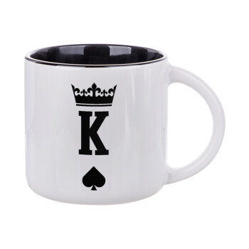 King, Κούπα κεραμική 400ml Λευκή/Μαύρη