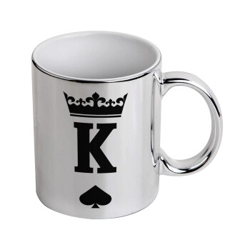 King, Mug ceramic, silver mirror, 330ml