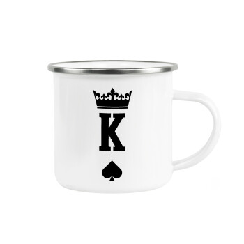King, Metallic enamel cup white 360ml