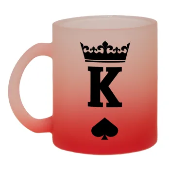 King, Κούπα γυάλινη δίχρωμη με βάση το κόκκινο ματ, 330ml