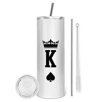 King, Tumbler stainless steel 600ml, with metal straw & cleaning brush