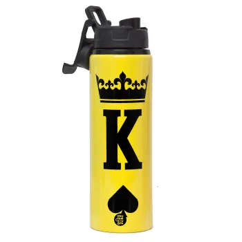 King, Metallic water bottle with safety lid, 850ml aluminum