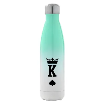 King, Μεταλλικό παγούρι θερμός Πράσινο/Λευκό (Stainless steel), διπλού τοιχώματος, 500ml