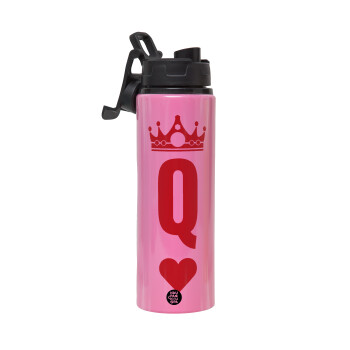 Queen, Metallic water bottle with safety lid, 850ml aluminum