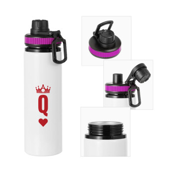Queen, Metallic water bottle with safety lid, 850ml aluminum