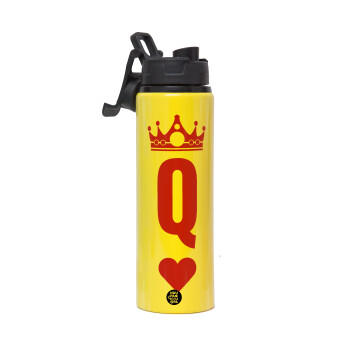 Queen, Μεταλλικό παγούρι νερού με καπάκι ασφαλείας, αλουμινίου 850ml