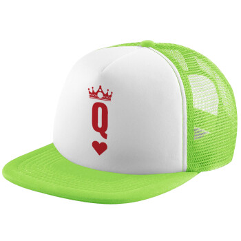 Queen, Καπέλο παιδικό Soft Trucker με Δίχτυ ΠΡΑΣΙΝΟ/ΛΕΥΚΟ (POLYESTER, ΠΑΙΔΙΚΟ, ONE SIZE)