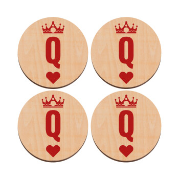 Queen, ΣΕΤ x4 Σουβέρ ξύλινα στρογγυλά plywood (9cm)