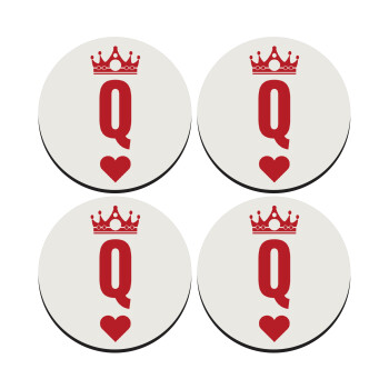 Queen, SET of 4 round wooden coasters (9cm)