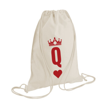 Queen, Τσάντα πλάτης πουγκί GYMBAG natural (28x40cm)