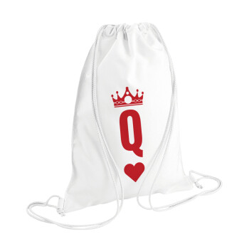 Queen, Τσάντα πλάτης πουγκί GYMBAG λευκή (28x40cm)