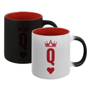 Queen, Κούπα Μαγική εσωτερικό κόκκινο, κεραμική, 330ml που αλλάζει χρώμα με το ζεστό ρόφημα (1 τεμάχιο)