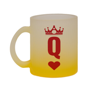 Queen, Κούπα γυάλινη δίχρωμη με βάση το κίτρινο ματ, 330ml