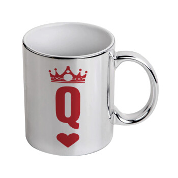 Queen, Mug ceramic, silver mirror, 330ml