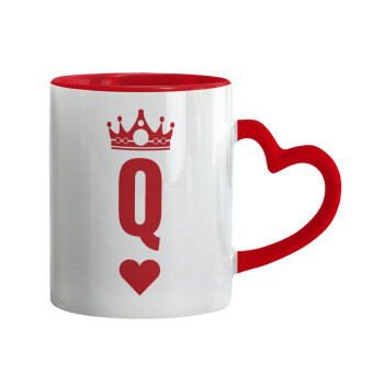 Queen, Κούπα καρδιά χερούλι κόκκινη, κεραμική, 330ml