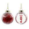 Transparent Christmas tree ball ornament with red filling 8cm