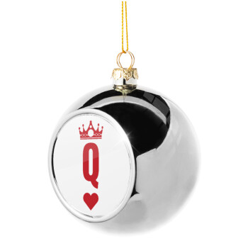 Queen, Silver 8cm Christmas tree ball ornament