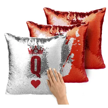 Queen, Μαξιλάρι καναπέ Μαγικό Κόκκινο με πούλιες 40x40cm περιέχεται το γέμισμα