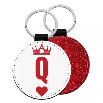 Queen, Μπρελόκ Δερματίνη, στρογγυλό ΚΟΚΚΙΝΟ (5cm)