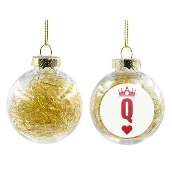 Queen, Transparent Christmas tree ball ornament with gold filling 8cm