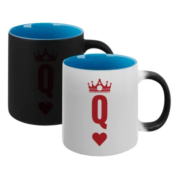 Queen, Κούπα Μαγική εσωτερικό μπλε, κεραμική 330ml που αλλάζει χρώμα με το ζεστό ρόφημα