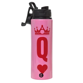 Queen, Metallic water bottle with safety lid, 850ml aluminum