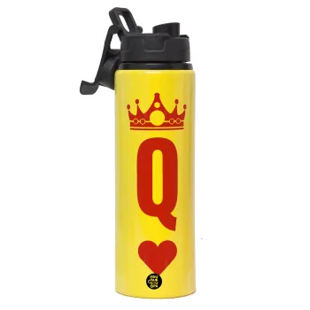 Queen, Metallic water bottle with safety lid, 850ml aluminum