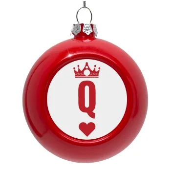 Queen, Red Christmas tree ornament bauble 8cm